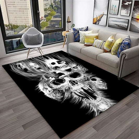 3D Gothic Horror Skull Ghost Cartoon Carpet Rug for Home Living Room Bedroom Sofa Doormat Decor,kids Area Rug Non-slip Floor Mat