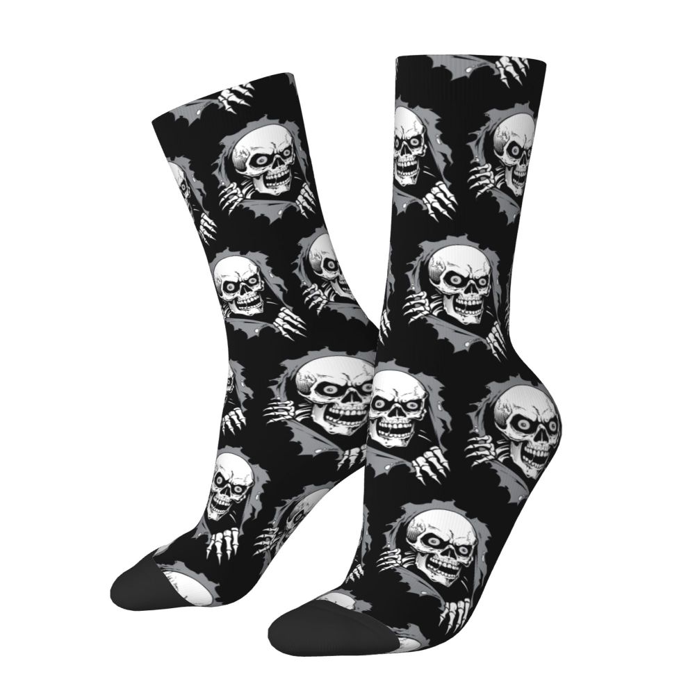 Novelty Mens Funny Jokers Skull Gun Dress Socks Unisex Comfortable Warm 3D Printed Gothic Skeleton Crew Socks