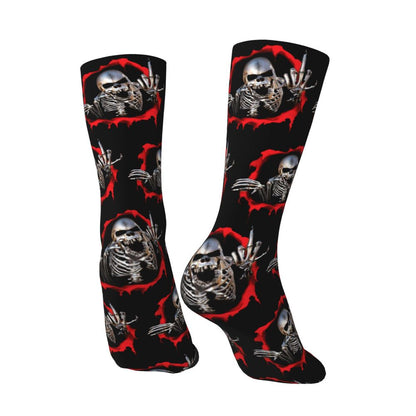 Novelty Mens Funny Jokers Skull Gun Dress Socks Unisex Comfortable Warm 3D Printed Gothic Skeleton Crew Socks