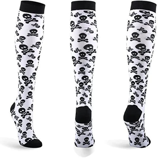 Men Women Sport Socks Halloween Skull Skeleton Goth Compression Chaussette Medias Stockings Knee High Socks