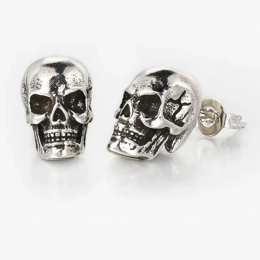 1 Pair Street Hiphop Halloween Punk Skull Piercing Stud Earrings for Men Black Gold Color Ear Accessories Fashion Jewelry