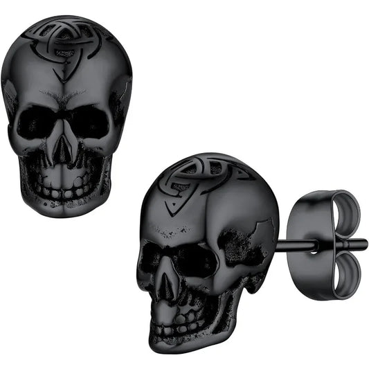 Gothic Skull Earrings for Men Boys Stainless Steel Jewlery Cool Punk Earring Studs for Party Halloween Father Days Gifts