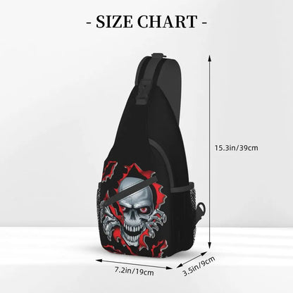 Gothic Skeleton Death Skull Sling Chest Bag Custom Crossbody Shoulder Backpack for Men Cycling Camping Daypack