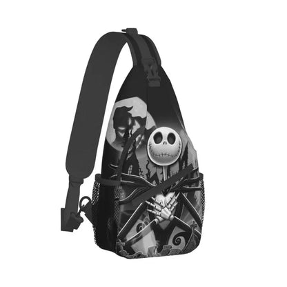 Custom Halloween Skull Jack Sling Crossbody Backpack Men Tim Burton Christmas Horror Movie Shoulder Chest Bag for Hiking