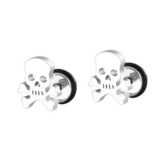 Design Stainless Steel Skull Drop Earrings For Men Fashion Gothic Street Hip Hop Ear Jewelry Pendant Cool Stud Earrings