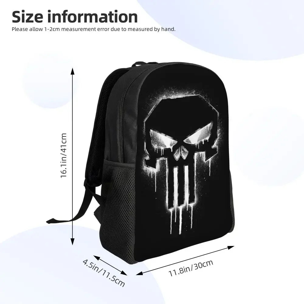 Customized Superhero Backpack Men Women Basic Bookbag for College School Punisher Skull Symbol Bags