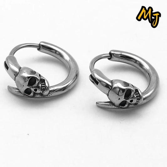 Punk Skull Earrings for Men Stainless Steel Personality Street Hip Hop Skull Hoop Earring Charm Jewelry Dropshipping