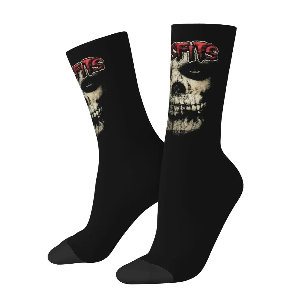 Misfits Skull Funny Socks for Men Women Male Unisex Crazy Street Style Printed Happy Crew Sock with Print Summer