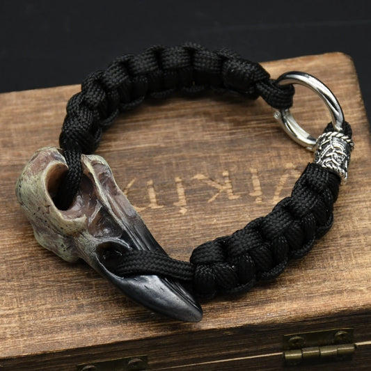 Odin Raven Skull Bracelet Mens Slavic Paracord Rope Bracelet Punk Biker Rock Party Accessories Nordic rune Jewelry