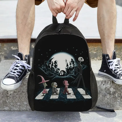 Custom Nightmare Before Christmas Backpacks for Men Women School College Student Bookbag Skellington Halloween Skull Bags