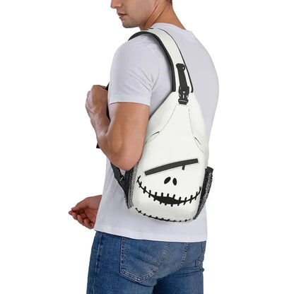 Custom Halloween Skull Jack Sling Crossbody Backpack Men Tim Burton Christmas Horror Movie Shoulder Chest Bag for Hiking