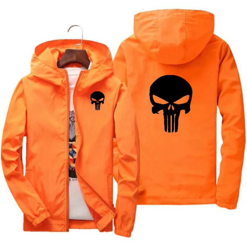 Fashion Skull Head Print Jackets Men Clothing Plus Size Bomber Jacket Top Hooded Windbreaker Jackets Mens Coats Chaquetas Hombre