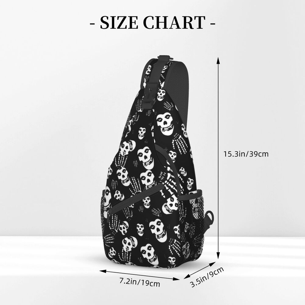 Misfits Skull Sling Crossbody Chest Bag Men Fashion Horror Punk Rock Music Shoulder Backpack for Travel Cycling