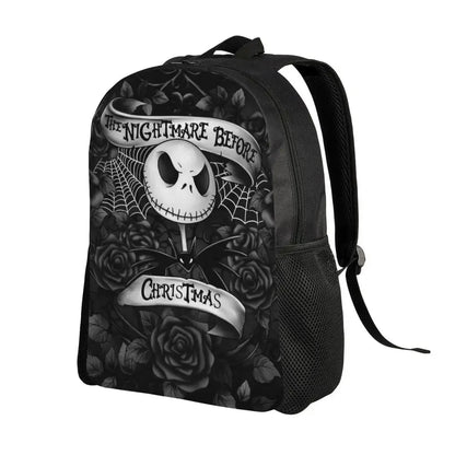 Custom Nightmare Before Christmas Backpacks for Men Women School College Student Bookbag Skellington Halloween Skull Bags