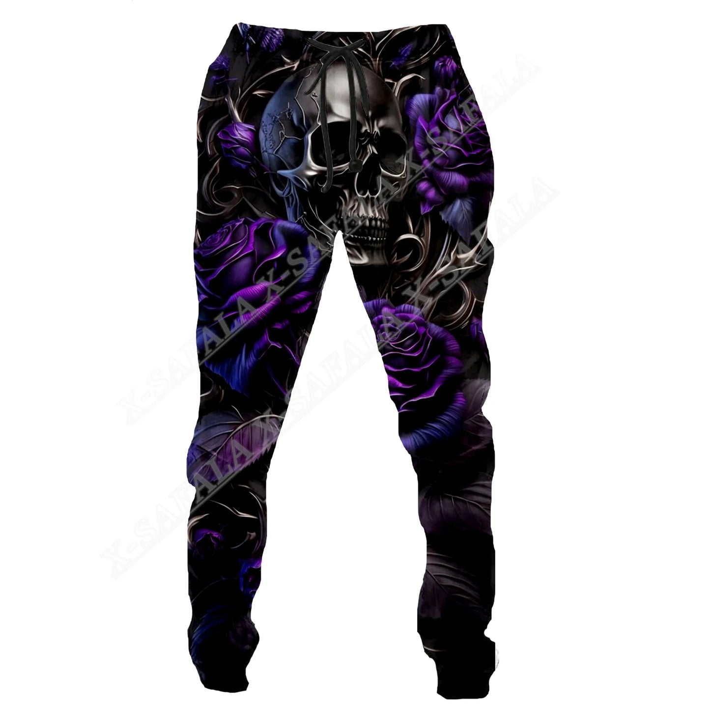 Skull Long Pants Men Sweatpants Dark Rose 3D Print Drawstring Joggers Streetwear Spring Autumn Sports Trousers for man clothing