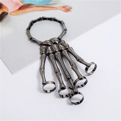 Steam Punk Skull Skeleton Bracelet Gothic Hand Elasticity Adjustable Couple Women Bracelet Bangles Jewelry