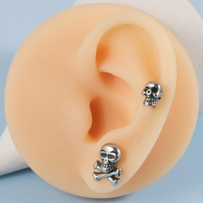 1PC Surgical Steel Skull Ear Stud Demon Skeleton Earrings Men Hiphop Style Prevent Allergy Ear Piercing Jewelry