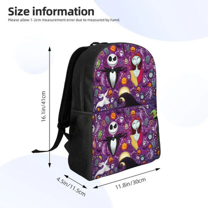 Custom Nightmare Before Christmas Backpacks for Men Women School College Student Bookbag Skellington Halloween Skull Bags