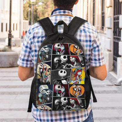 Custom Nightmare Before Christmas Backpacks for Men Women School College Student Bookbag Skellington Halloween Skull Bags