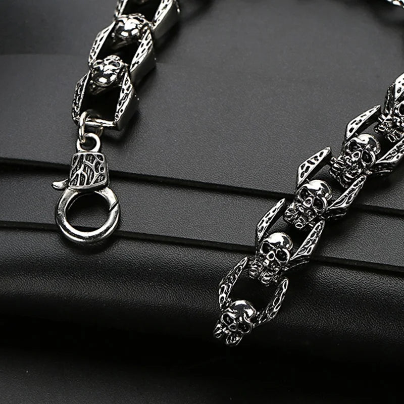 Fashion Punk Skull Head Titanium Steel Men's Bracelet Vintage Rock Motorcycle Bracelet Jewelry