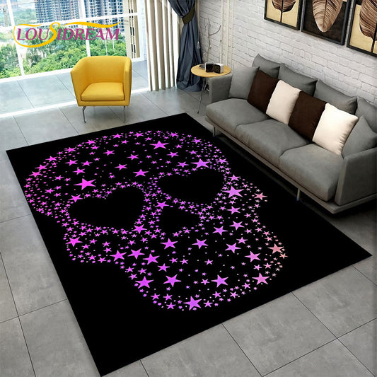 3D Creative Horror Indian Skull Area Rug,Carpet Rug for Home Living Room Bedroom Sofa Doormat Decor,Kitchen Non-slip Floor Mat