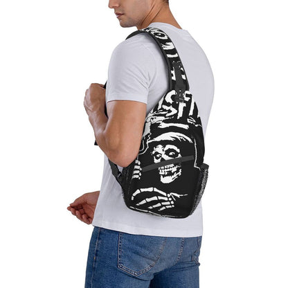 Misfits Skull Sling Crossbody Chest Bag Men Fashion Horror Punk Rock Music Shoulder Backpack for Travel Cycling