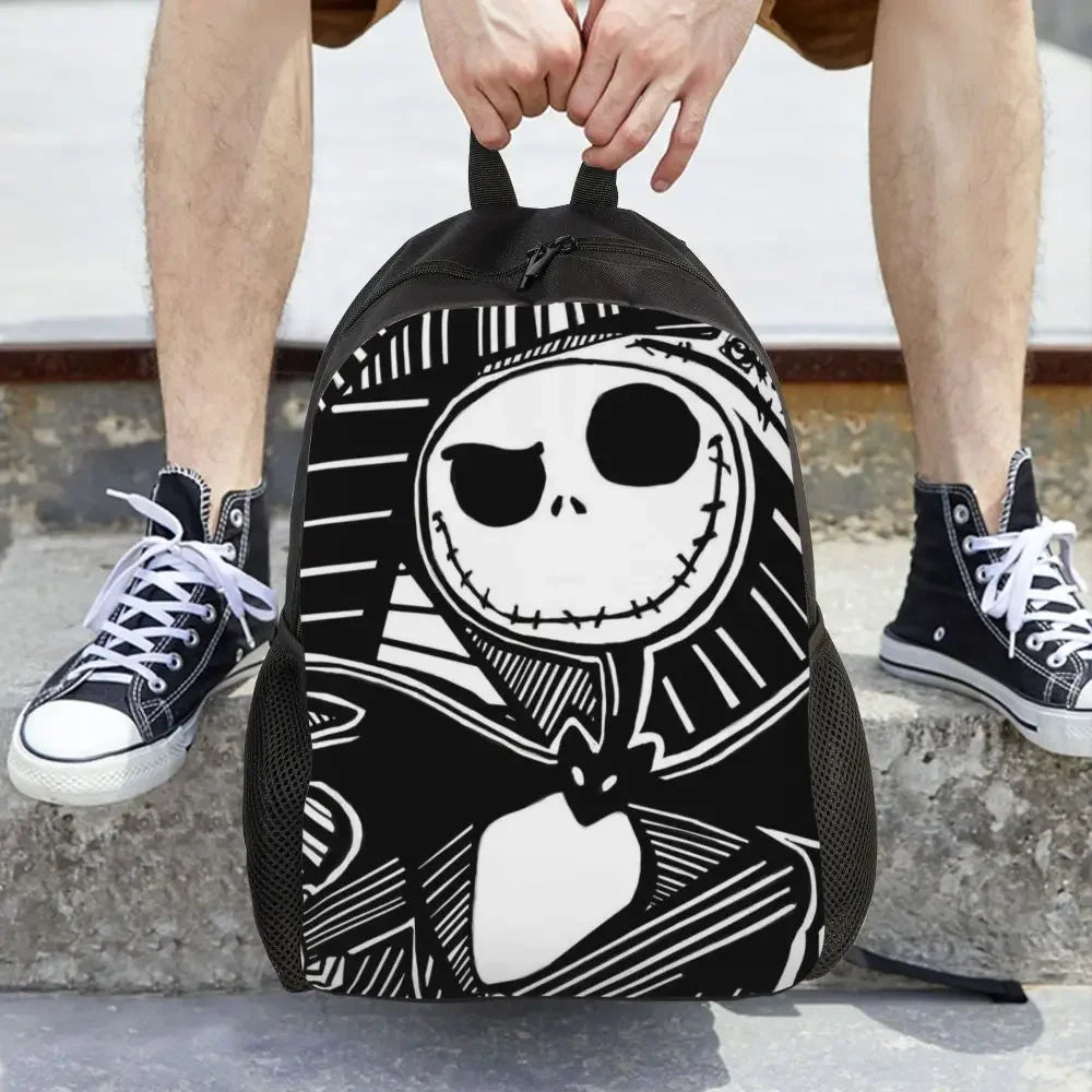 Custom Nightmare Before Christmas Backpacks for Men Women School College Student Bookbag Skellington Halloween Skull Bags