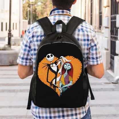 Custom Nightmare Before Christmas Backpacks for Men Women School College Student Bookbag Skellington Halloween Skull Bags