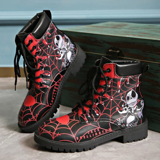 Individuality Colored Spider Short Boots Women  Fashion Graffiti Warm Leather Boots Banquet Comfortable Sports Leisure 2024