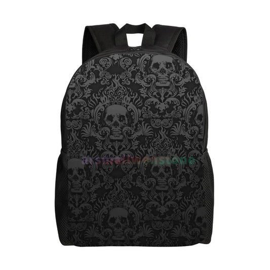 Goth Gothic Black Skull Stylish Backpack for Women Men, Durable College Book Bag for Outdoor Sports Hiking Camping Travel