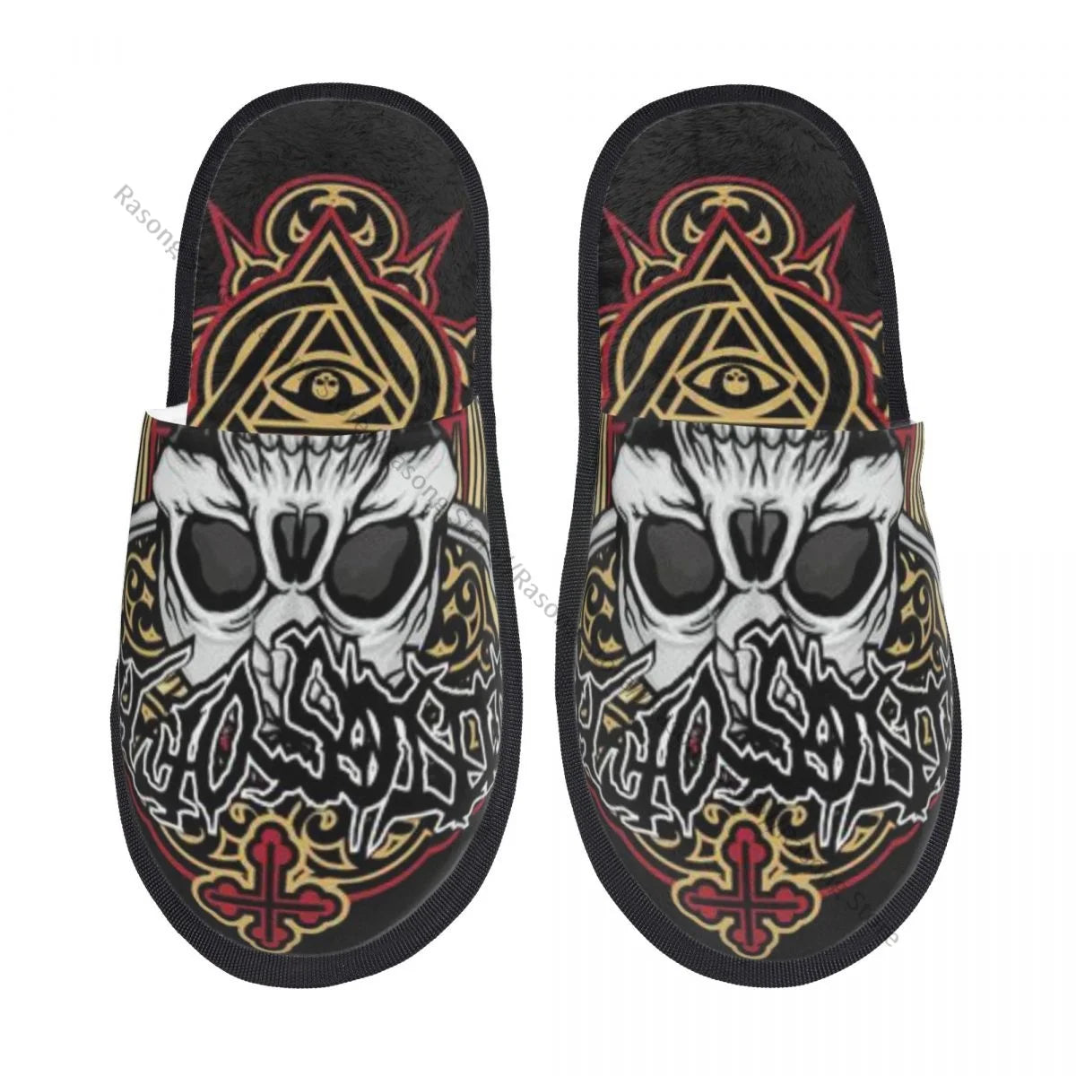 Winter Slipper Woman Man Fluffy Warm Slippers Gothic Skull Grunge House Slippers Shoes