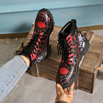 Individuality Colored Spider Short Boots Women  Fashion Graffiti Warm Leather Boots Banquet Comfortable Sports Leisure 2024