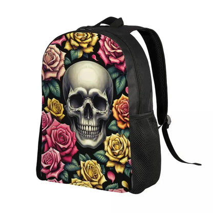 Personalized Skull Rose Backpacks Men Women Basic Bookbag for School College Bags