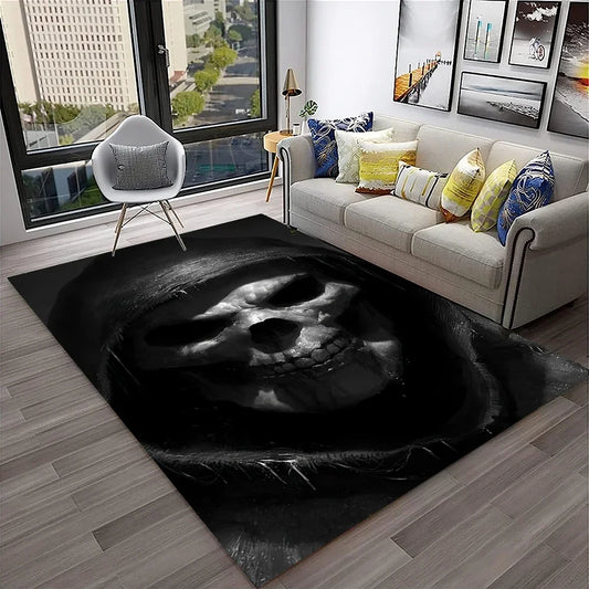 3D Gothic Horror Skull Ghost Cartoon Carpet Rug for Home Living Room Bedroom Sofa Doormat Decor,kids Area Rug Non-slip Floor Mat