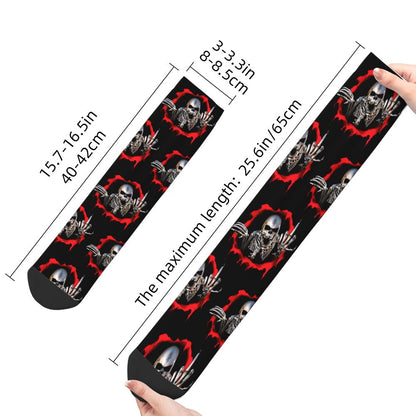 Novelty Mens Funny Jokers Skull Gun Dress Socks Unisex Comfortable Warm 3D Printed Gothic Skeleton Crew Socks