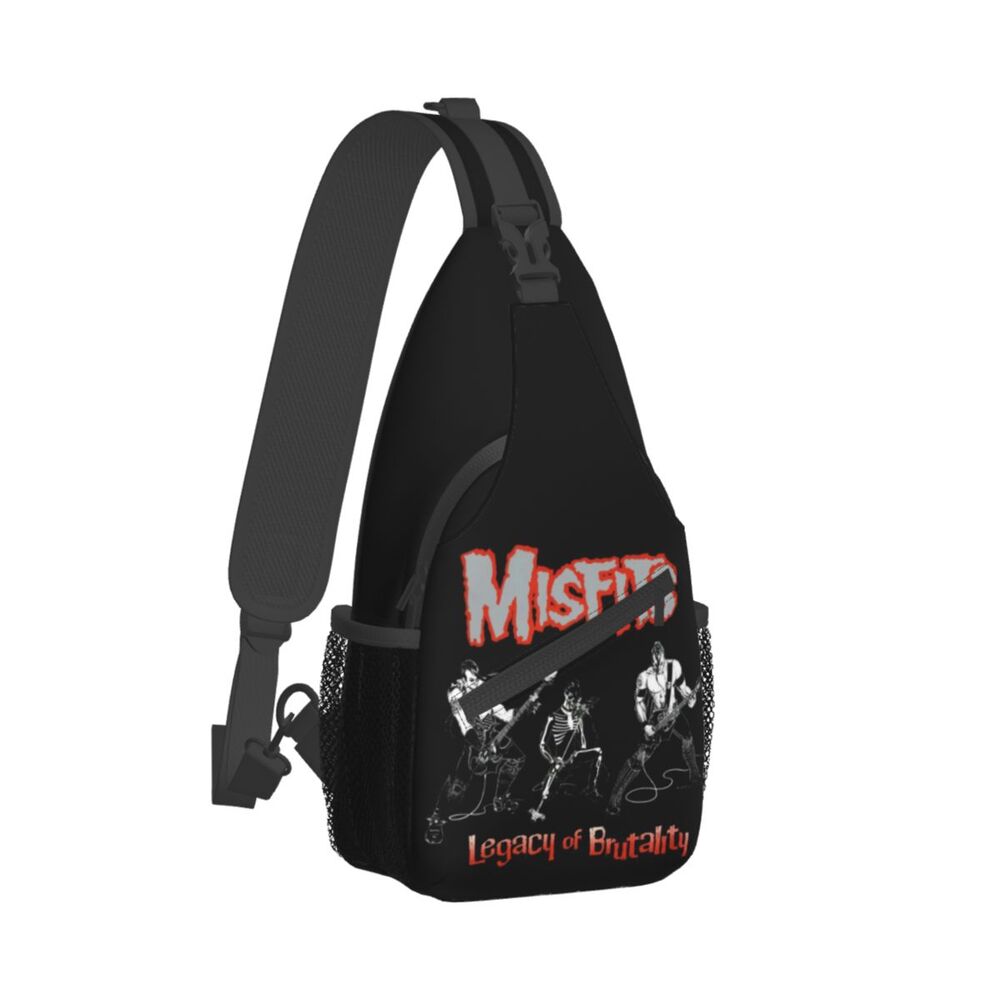 Misfits Skull Sling Crossbody Chest Bag Men Fashion Horror Punk Rock Music Shoulder Backpack for Travel Cycling