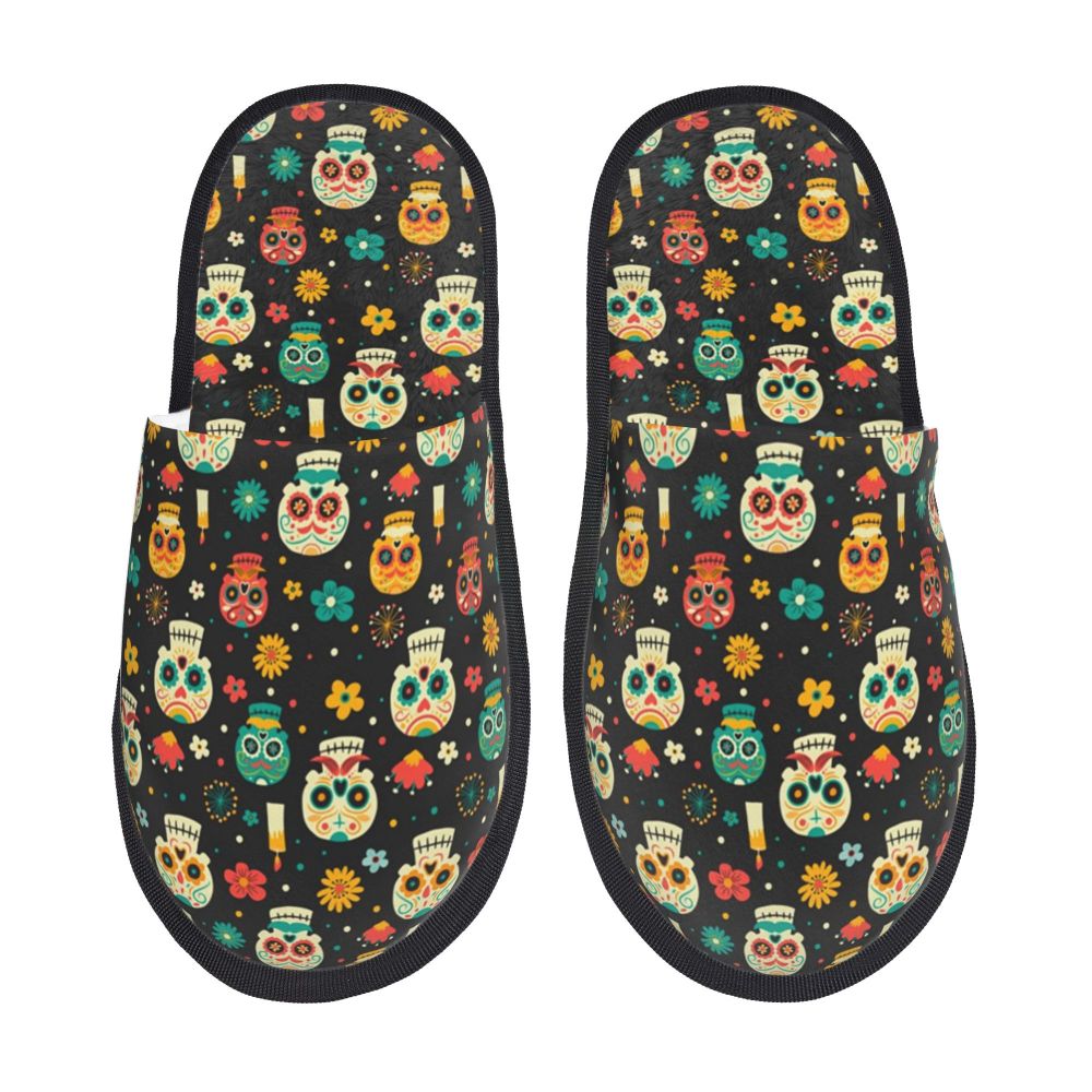 Halloween Catrina Sugar Skull House Slippers Soft Memory Foam Shoes Day Of The Dead Mexican Lady Comfy Warm Anti-Skid Slipper