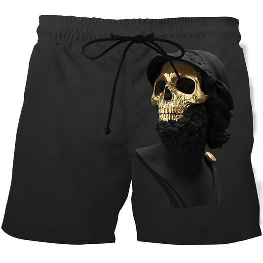 New Men's Skull 3D Print Beach Shorts Graphic Men's Casual Sports Shorts Summer Surfing Shorts Comfortable Shorts Hip Hop Pants