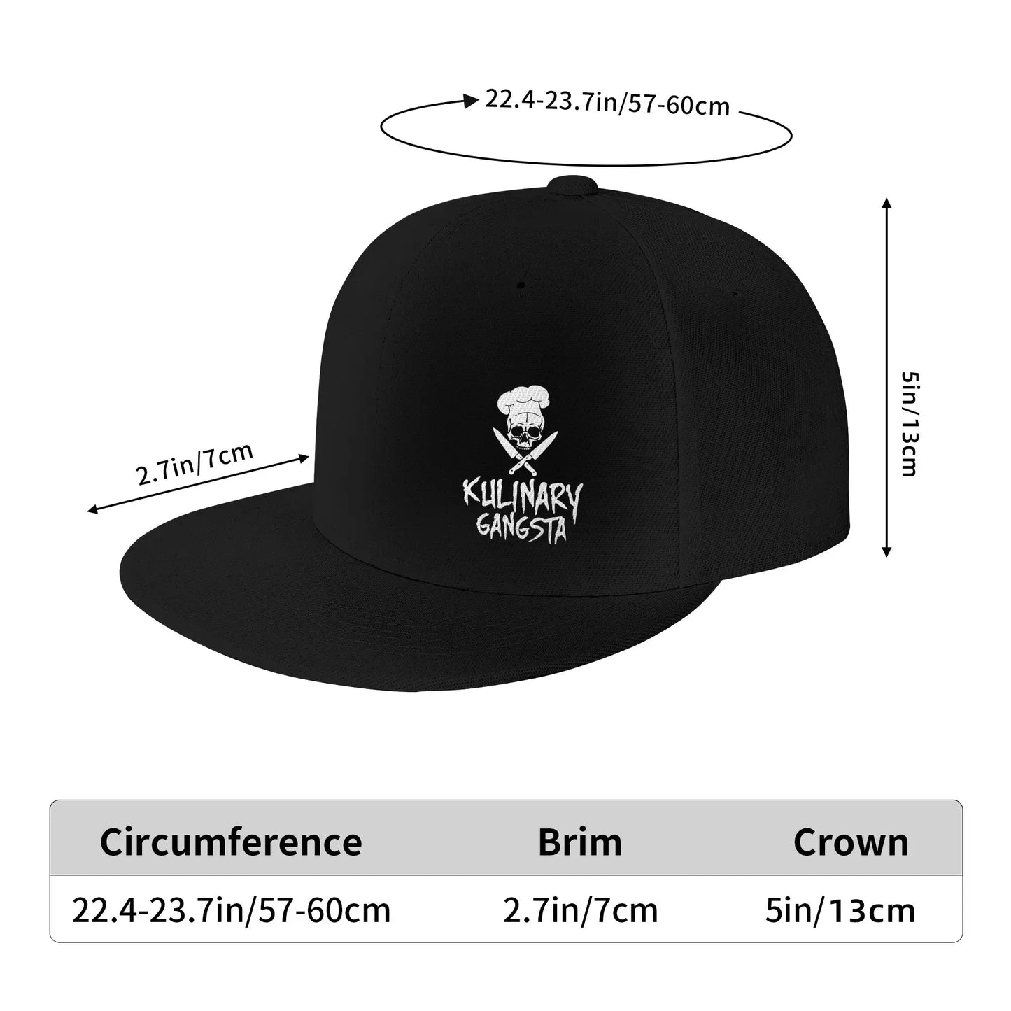 Mandev Skull Chef Cooking Skull Unisex Snapback Adjustable Flat Bill Baseball Cap Hip Hop Hats Dad Hat Snapback Cap Trucker Hat