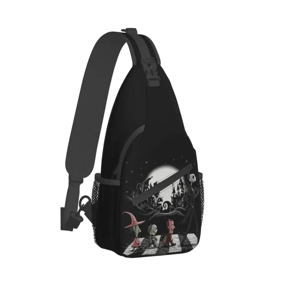 Custom Halloween Skull Jack Sling Crossbody Backpack Men Tim Burton Christmas Horror Movie Shoulder Chest Bag for Hiking