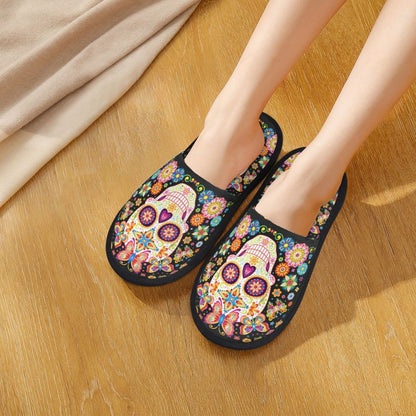 Halloween Catrina Sugar Skull House Slippers Soft Memory Foam Shoes Day Of The Dead Mexican Lady Comfy Warm Anti-Skid Slipper