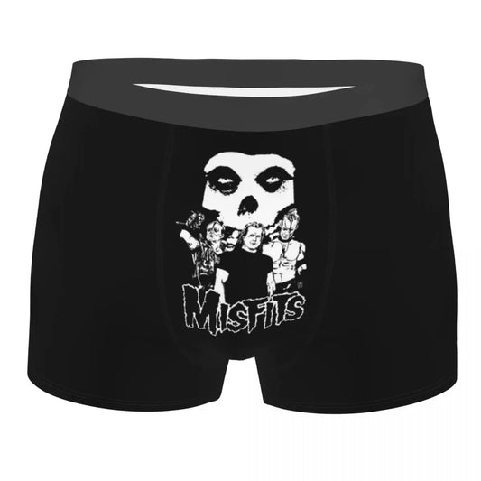 Custom Misfits Skull Underwear Men Stretch Heavy Metal Music Boxer Briefs Shorts Panties Soft Sexy Underpants For Male