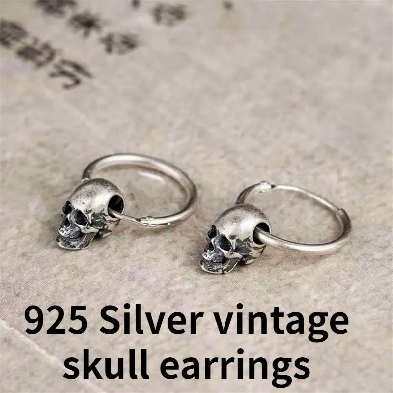 Vintage Fashion Skull Retro Punk Earrings for Men Trend Men Hip Hop Accessories Personality Punk Party Jewelry Gifts Pendiente