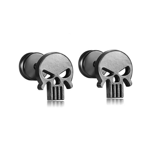 Design Stainless Steel Skull Drop Earrings For Men Fashion Gothic Street Hip Hop Ear Jewelry Pendant Cool Stud Earrings