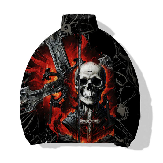 Cool Man Jackets Fashion New in Down Coats 3D Printing Warmth Men's Puffer Skull Skeleton High Quality Parkas Men's Cold Coat