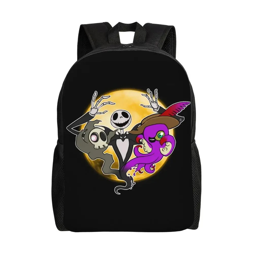 Custom Nightmare Before Christmas Backpacks for Men Women School College Student Bookbag Skellington Halloween Skull Bags