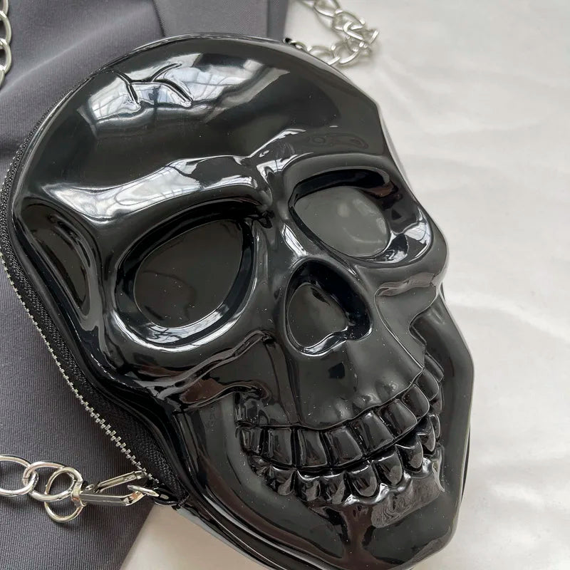 Rose Red Cute Cartoon Shoulder Bag Halloween Funny Ghost Skull Bag Pu Leather Zipper Handbag Purse Small Crossbody Phone Bags