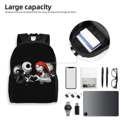 Custom Nightmare Before Christmas Backpacks for Men Women School College Student Bookbag Skellington Halloween Skull Bags