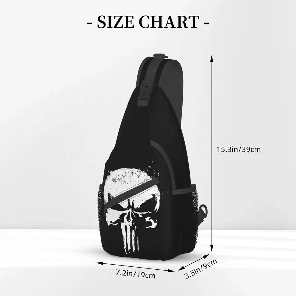 Vintage Skeleton Punishers Skull Crossbody Sling Backpack Men Custom Chest Shoulder Bag for Cycling Camping Daypack