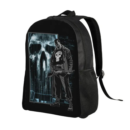 Customized Superhero Backpack Men Women Basic Bookbag for College School Punisher Skull Symbol Bags